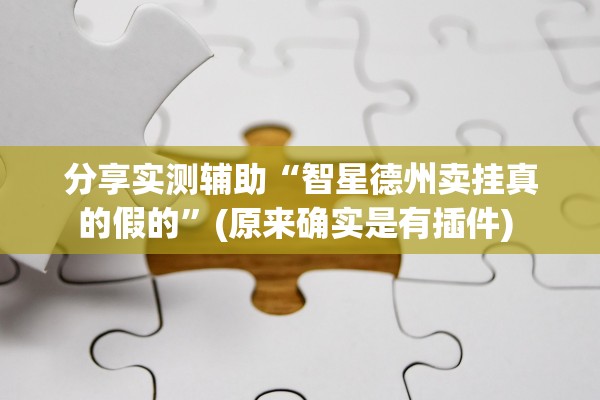 分享实测辅助“智星德州卖挂真的假的”(原来确实是有插件) 