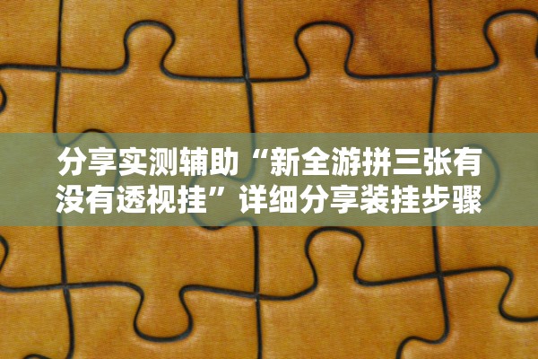 分享实测辅助“新全游拼三张有没有透视挂”详细分享装挂步骤
