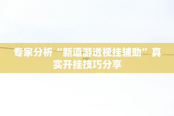 专家分析“新道游透视挂辅助”真实开挂技巧分享