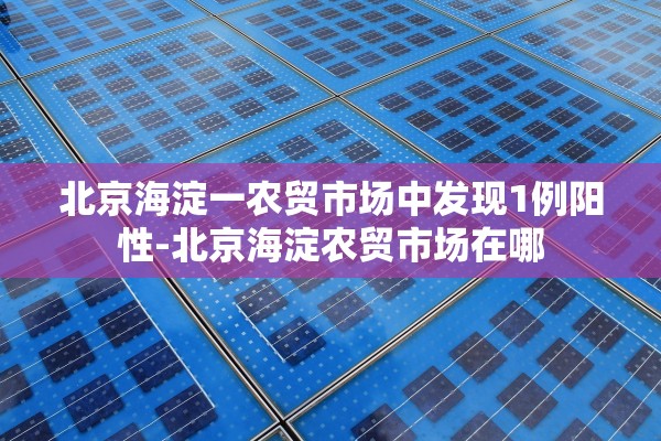 北京海淀一农贸市场中发现1例阳性-北京海淀农贸市场在哪